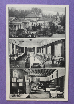 Ansichtskarte AK Cannstatt 1930-1950 Kuranstalt Mehrbildkarte Kleiner Saal Restaurant Aussenansicht
